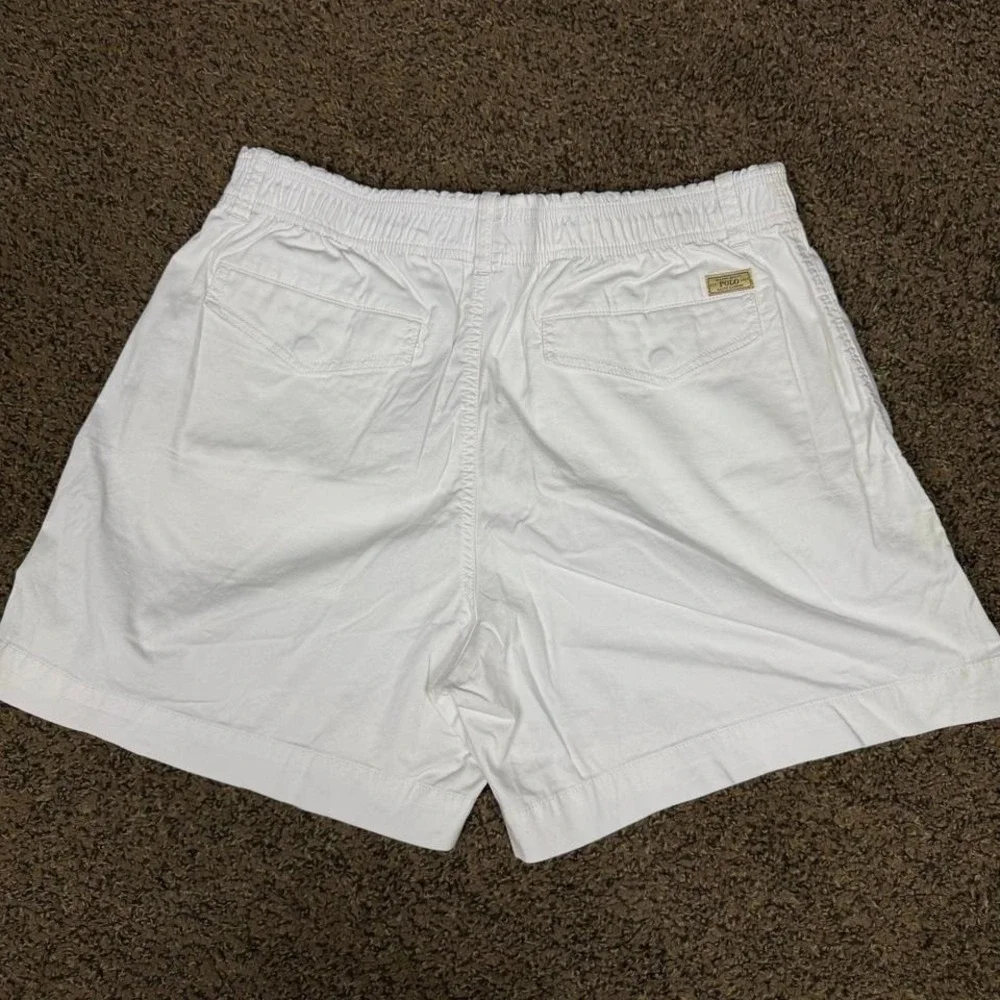 Polo Ralph Lauren Mens White Elastic Waist Twill Shorts‎